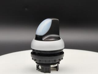 Переключатель с поворотной ручкой 2-х позиционный 60⁰, c фиксацией, цвет белый с подсветкой