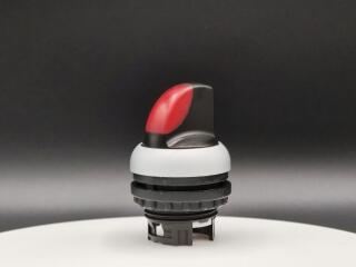 Переключатель с поворотной ручкой 2-х позиционный 60⁰, c фиксацией, цвет красный с подсветкой