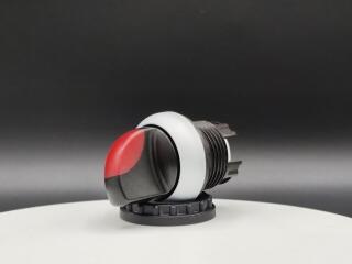 Переключатель с поворотной ручкой 2-х позиционный 60⁰, c фиксацией, цвет красный с подсветкой