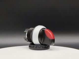 Переключатель с поворотной ручкой 2-х позиционный 60⁰, c фиксацией, цвет красный с подсветкой