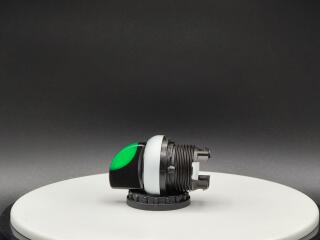 Переключатель с поворотной ручкой 2-х позиционный 60⁰, c фиксацией, цвет зеленый с подсветкой