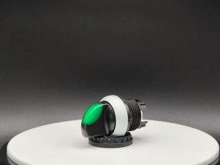 Переключатель с поворотной ручкой 2-х позиционный 60⁰, c фиксацией, цвет зеленый с подсветкой