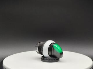 Переключатель с поворотной ручкой 2-х позиционный 60⁰, c фиксацией, цвет зеленый с подсветкой