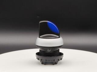 Переключатель с поворотной ручкой 2-х позиционный 60⁰, c фиксацией, цвет синий с подсветкой