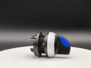 Переключатель с поворотной ручкой 2-х позиционный 60⁰, c фиксацией, цвет синий с подсветкой