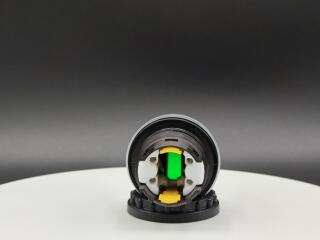 Переключатель с поворотной ручкой 3-х позиционный 40⁰, без фиксации, цвет зеленый с подсветкой