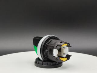 Переключатель с поворотной ручкой 3-х позиционный 40⁰, без фиксации, цвет зеленый с подсветкой