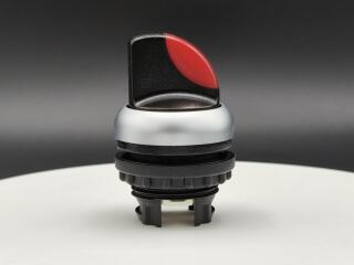 Переключатель с поворотной ручкой 3-х позиционный 60⁰, c фиксацией, цвет красный с подсветкой