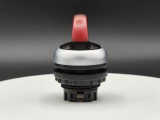 Переключатель с поворотной ручкой 3-х позиционный 60⁰, c фиксацией, цвет красный с подсветкой