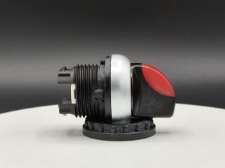 Переключатель с поворотной ручкой 3-х позиционный 60⁰, c фиксацией, цвет красный с подсветкой