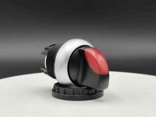 Переключатель с поворотной ручкой 3-х позиционный 60⁰, c фиксацией, цвет красный с подсветкой