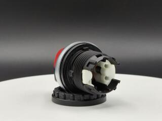 Переключатель с поворотной ручкой 3-х позиционный 60⁰, c фиксацией, цвет красный с подсветкой