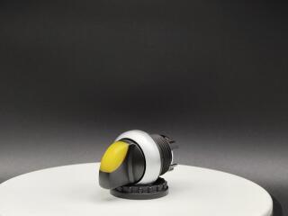 Переключатель с поворотной ручкой 3-х позиционный 60⁰, c фиксацией, цвет желтый с подсветкой