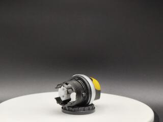 Переключатель с поворотной ручкой 3-х позиционный 60⁰, c фиксацией, цвет желтый с подсветкой