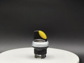 Переключатель с поворотной ручкой 3-х позиционный 60⁰, c фиксацией, цвет желтый с подсветкой