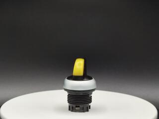 Переключатель с поворотной ручкой 3-х позиционный 60⁰, c фиксацией, цвет желтый с подсветкой