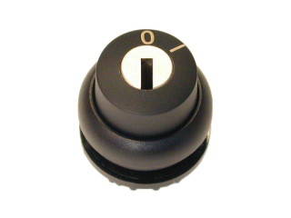 Переключатель с ключом 2х-позиционный 60⁰, с фиксацией, ключ вынимается в положении 0, черное лицевое кольцо
