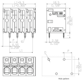 Клемма печатной платы LLFS 7.50/03/180V 5.0SN BK BX