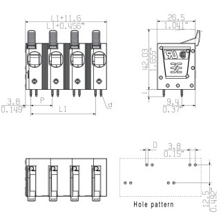 Клемма печатной платы LUF 15.00/08/90V 5.0SN BK BX