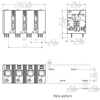 Клемма печатной платы LUFS 15.00/06/180V 5.0SN BK BX