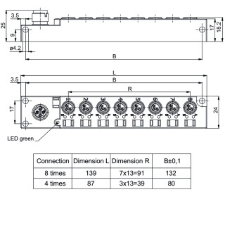 Круглые соед. разъемы|Прово SAI-4-S-3P-M8L-M12-2AND