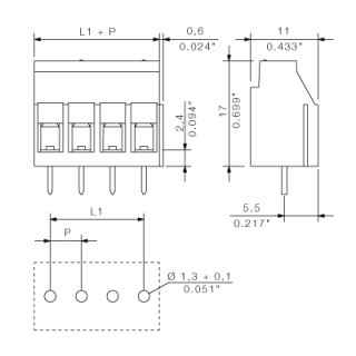 Клемма печатной платы LL 5.08/02/90 4.5SN GY BX