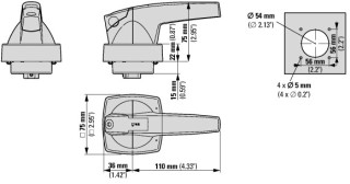 Рукоять D-типа  на дверь, под ось 10х10, красно-желтая