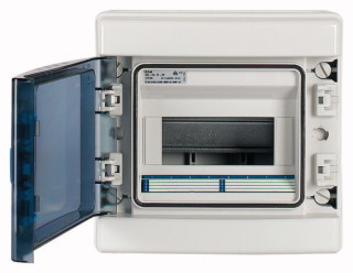 Навесной шкаф IP65, 1 ряд 8 модулей, профессиональная серия, прозрачная дверь, N/PE клеммы в комплекте