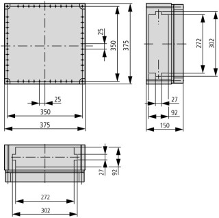 Изолированный щит, гладкие стенки , ВхШхД = 375x375x150 мм , СА