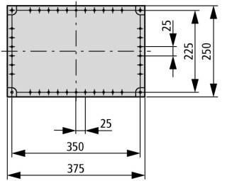 Изолированный щит, стенки с вырезом, ВхШхД = 296x421x225 мм , СА