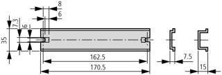 Рейка , DIN, ВхШхД = 35x9x190 мм