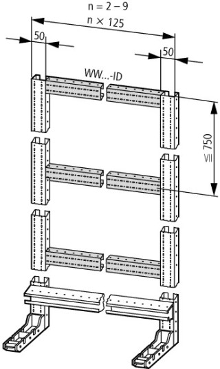 Крепление профиля , горизонтальное, L = 150 мм