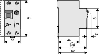 Дифференциальный автоматический выключатель 6/0,01А (AC), кривая отключения В, 1+N полюсов, откл. способность 10 кА