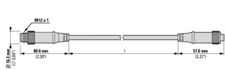 Круглый провод SWD IP67, 0,1 м, 5-полюсн., оконцованный со штекером M12 и гнездом M12