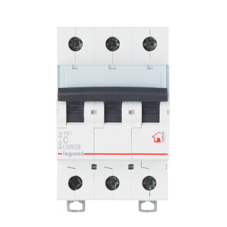 Автоматический выключатель TX³ 6000 - 6 кА - тип характеристики C - 3П - 400 В~ - 10 А - 3 модуля