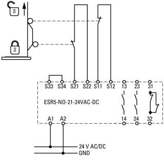 Реле безопасности двухканальное, 24 V DC, 24 V AC, 50/60 Hz