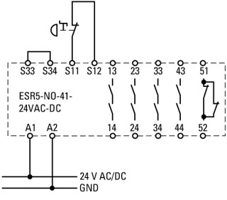 Реле безопасности одноканальное, 24 V DC, 24 V AC, 50/60 Hz