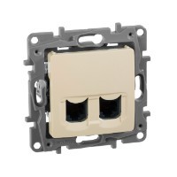 Двойная розетка RJ 45 - категория 5е - UTP - Etika - слоновая кость