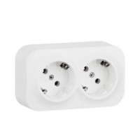 Розеточный блок 2 x 2К+З с защитными шторками - 16 A - 250 В~ - Quteo IP 20 - Белый