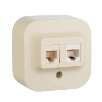 Розетка двойная RJ11 + RJ45 - категория 5e - UTP - Quteo IP 20 - Слоновая кость