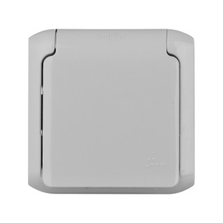 Розетка 2К+З с защитными шторками - 16 A - 250 В~ - Quteo IP 44 - Серый
