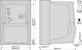 Преобразователь частоты DC1 3~/3~230В 18A 4кВт, встроенный фильтр ЭМС, IP66, локальное управление