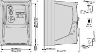 Преобразователь частоты DC1 3~/3~400В 2,2A 0,75кВт IP66, локальное управление