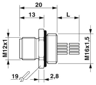 Чертеж, Встраиваемый штекер M12