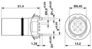 Чертеж, Держатель штыревых контактов M12