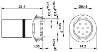 Чертеж, Держатель штыревых контактов M12