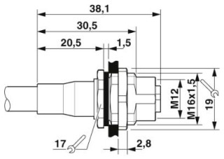 Чертеж, Встраиваемый соединитель M12