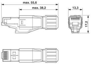 Чертеж, Штекерный соединитель RJ45, IP20