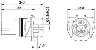 Чертеж, Встраиваемый соединитель M12