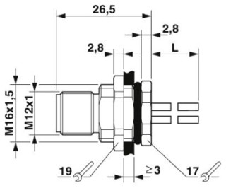 Чертеж, Встраиваемый штекер M12